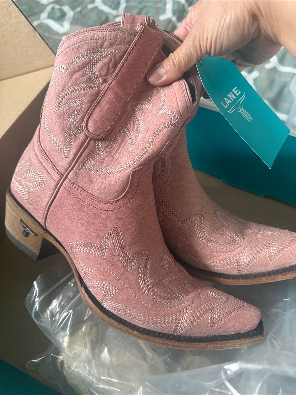 Women's Pink Western Ankle Boots - Brand Unknown - Picture 13 of 13